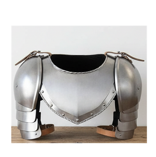 Medieval Steel Pauldrons with Gorget – 18 Gauge Reenactment Armor