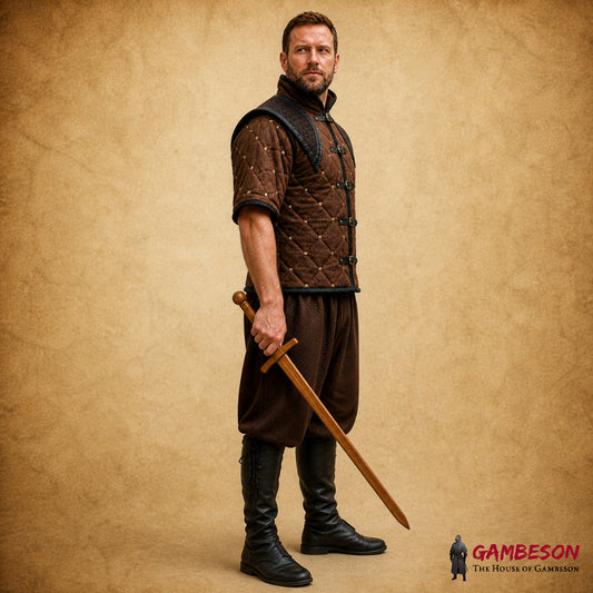 Medieval Gambeson Costume with Chainmail Shoulders – Renaissance Faire Wear