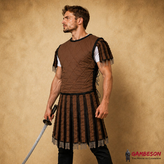 Roman Cotton Subarmalis – White with Red Trim | Roman Soldier Military Costume