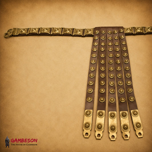 Handcrafted Roman Belt – Leather & Brass Reenactment Accessory for Costumes, Ren Faire & Halloween