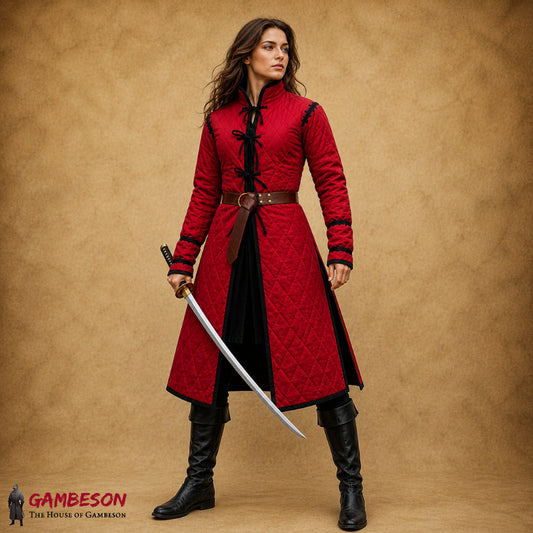 Medieval Quilted Gambeson Jacket – Cotton Padded Armor for LARP, Ren Faire & Reenactment
