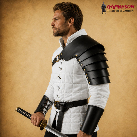 Handcrafted Gladiator Leather Shoulder Armor – Double Pauldrons for LARP, Roman Reenactment & Medieval Cosplay