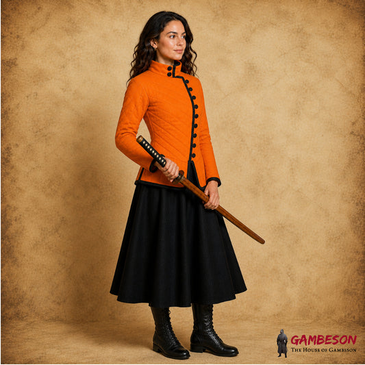Medieval Cotton Gambeson Jacket – Viking & Renaissance Faire Costume, Full Sleeve Armor