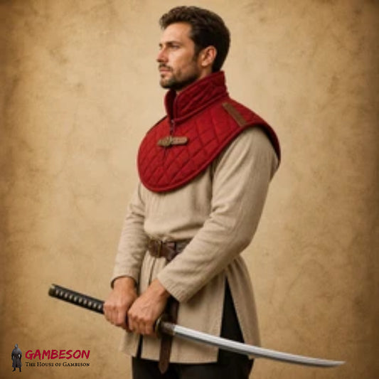 Padded Cotton Collar – Quilted Medieval Gambeson Neck Protection