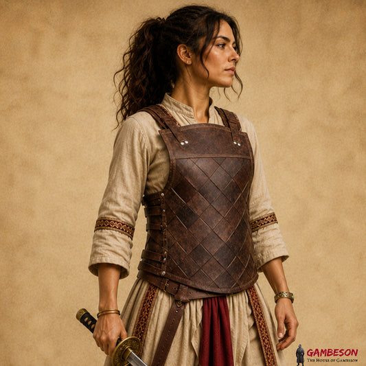 Handcrafted Mercenary Leather Armor – Brown Weave LARP & Renaissance Faire Costume