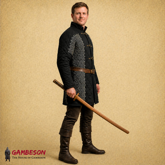 Gambeson with Chainmail Voiders – 9mm Flat Riveted Mild Steel & Cotton Padded Armor | Halloween Costume