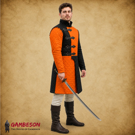 Ren Faire Gambeson Wine Red with Black Trim | LARP Armor Jacket
