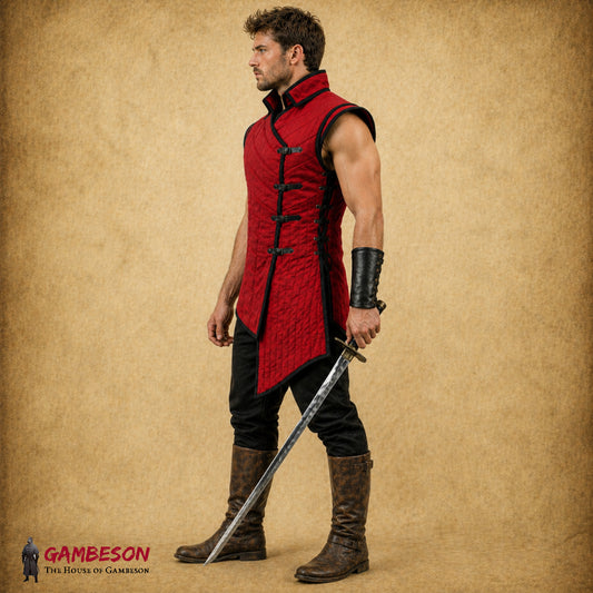 Medieval Cotton Gambeson Vest – Sleeveless Padded Armor for Reenactment & Halloween Costume