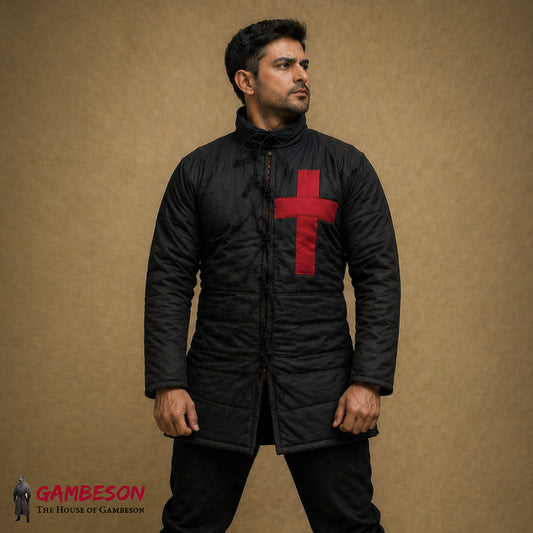 Medieval Knight Gambeson Armor – Padded Cotton Full Sleeve Quilted Costume with Lace Closure
