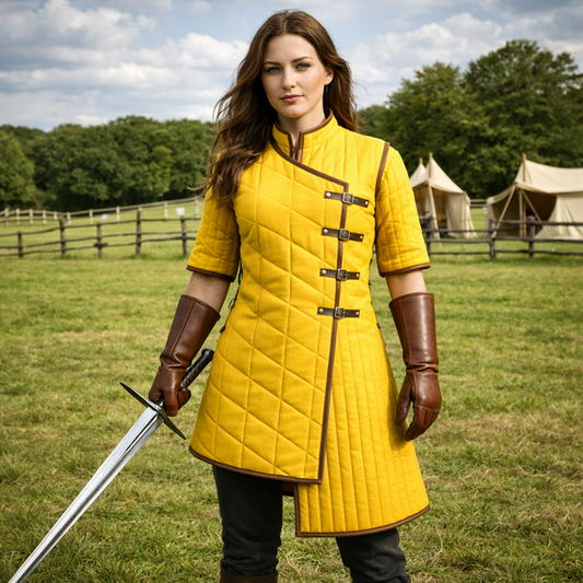 Medieval Yellow Gambeson | LARP Viking Quilted Jacket Costume