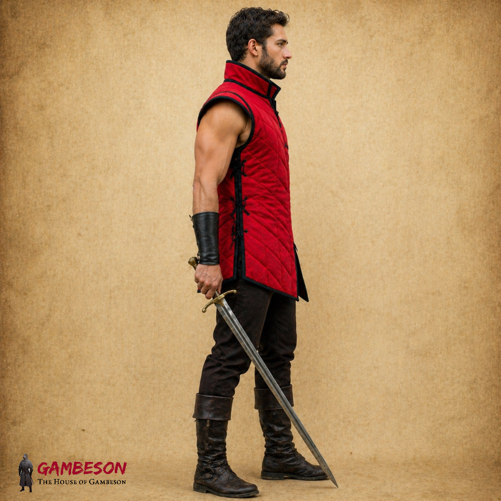Medieval Cotton Gambeson Vest – Sleeveless Padded Armor for Reenactment & Halloween Costume