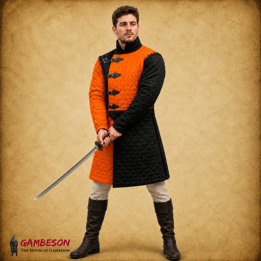 Ren Faire Gambeson Wine Red with Black Trim | LARP Armor Jacket