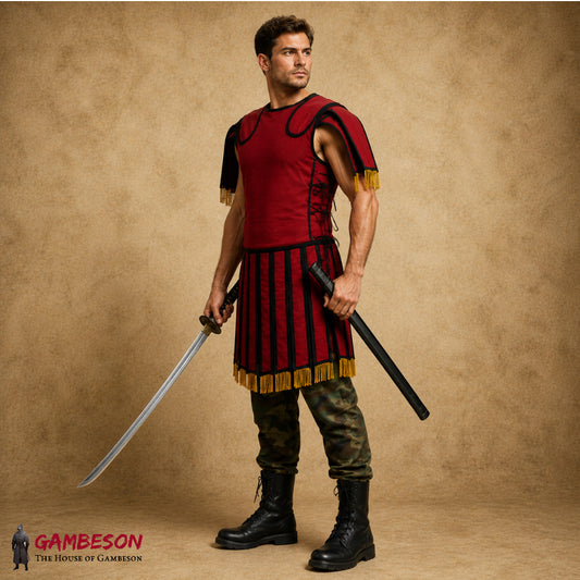 Red Roman Subarmalis Armor – SPQR Legionary Padded Costume for LARP, Cosplay & Reenactment