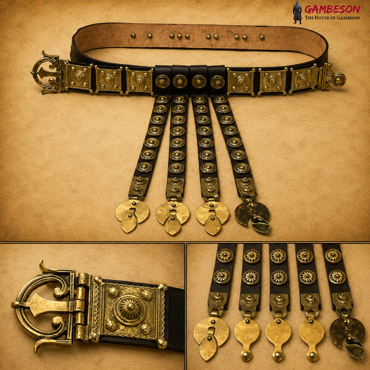 Handcrafted Roman Leather Belt – Reenactment Costume Accessory for Renaissance Faire & Cosplay
