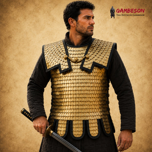 Brass Lorica Squamata Roman Scale Armor for Reenactment &amp; Halloween Events (36x26 MM)