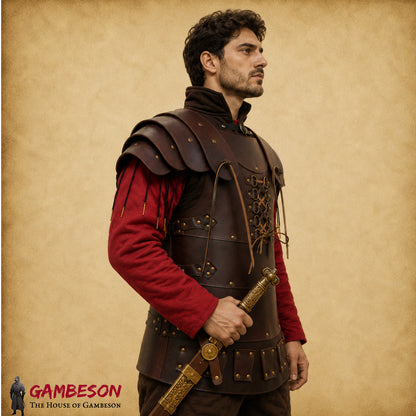 Antique Brown Leather Chest Armor – Handmade Medieval Body Armour