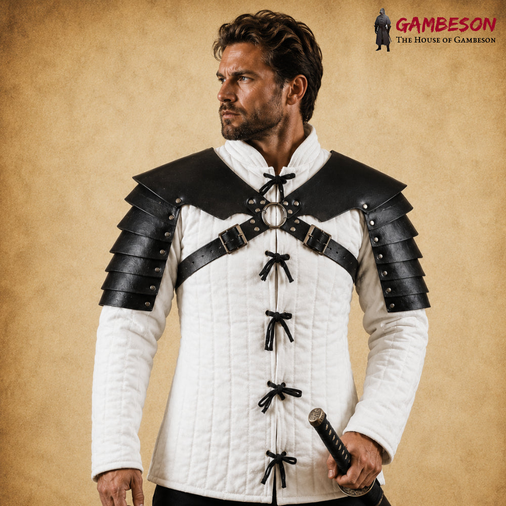 Handcrafted Gladiator Leather Shoulder Armor – Double Pauldrons for LARP, Roman Reenactment & Medieval Cosplay