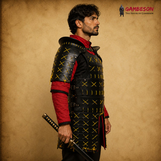 Handcrafted Leather Samurai Armor Jacket – Medieval Japanese Ronin Warrior Gear for LARP & Cosplay