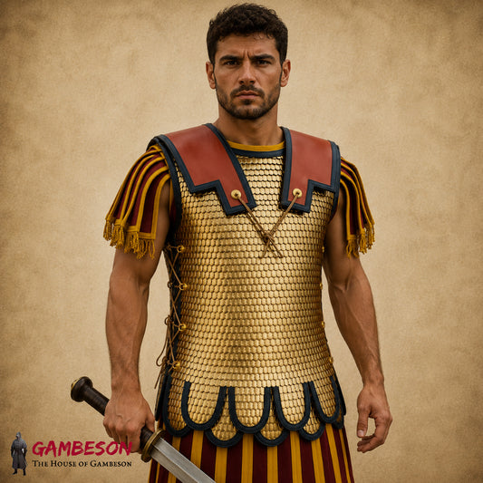 Roman Lorica Squamata Scale Armor – Handmade Brass Scale Shirt for Historical Reenactment (15x25 MM)