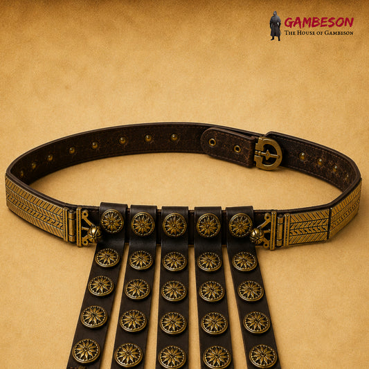 Roman Cingulum Belt – Handmade Leather & Brass Armor Accessory for Reenactment, Cosplay & Halloween Costumes