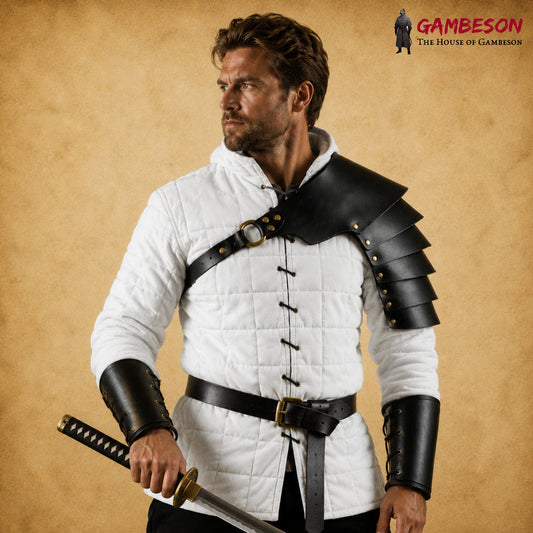 Handcrafted Gladiator Leather Shoulder Armor – Double Pauldrons for LARP, Roman Reenactment & Medieval Cosplay
