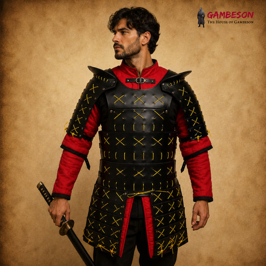 Handcrafted Leather Samurai Armor Jacket – Medieval Japanese Ronin Warrior Gear for LARP & Cosplay