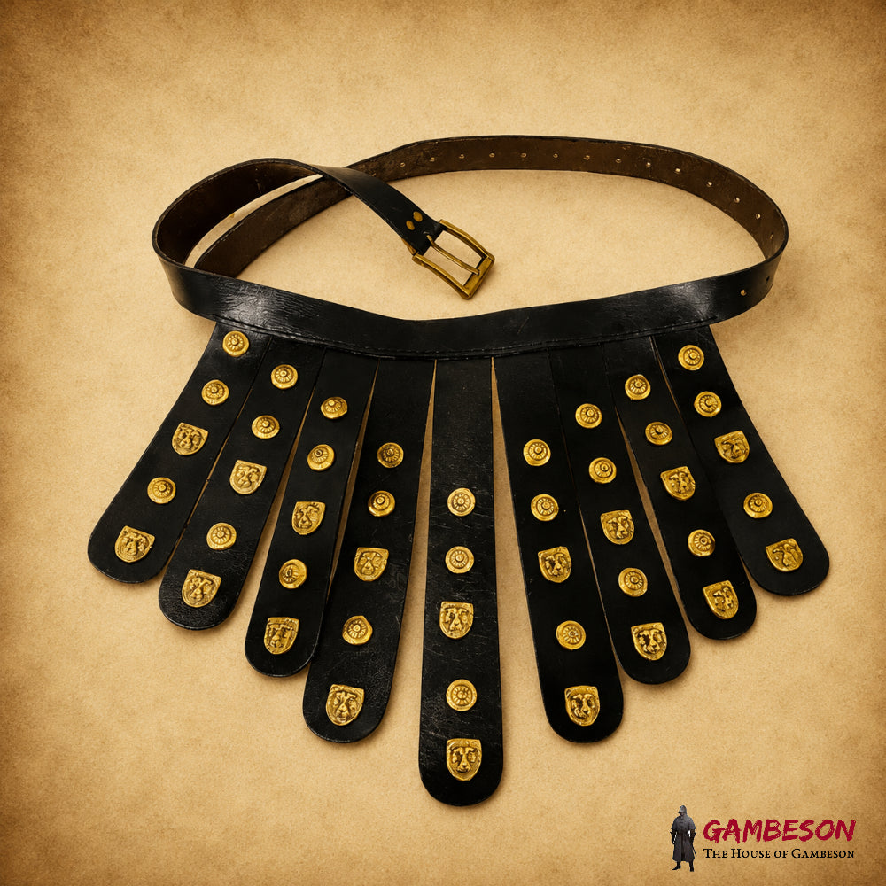 Handcrafted Roman Leather Apron Belt – Brass Cingulum Armor for LARP, Reenactment & Cosplay