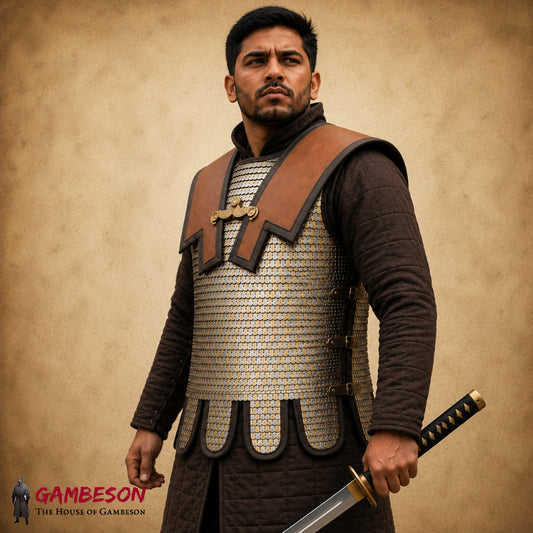 Roman Legionary Lorica Squamata Armor Replica with Brass Scales, Doubler & Pteruges