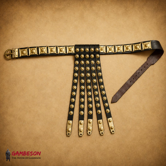 Handcrafted Roman Belt – Leather & Brass Reenactment Accessory for Costumes, Ren Faire & Halloween