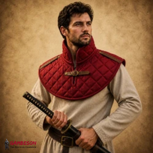 Padded Cotton Collar – Quilted Medieval Gambeson Neck Protection