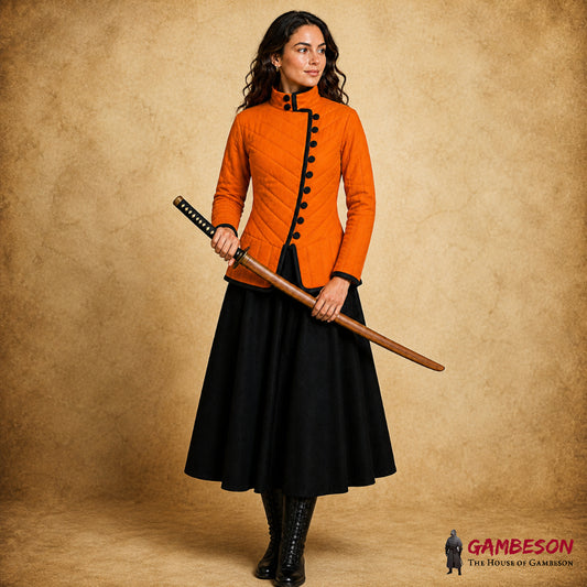 Medieval Cotton Gambeson Jacket – Viking & Renaissance Faire Costume, Full Sleeve Armor