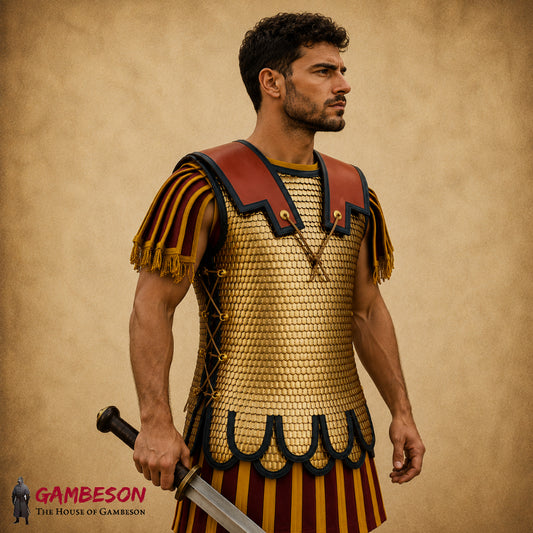 Roman Lorica Squamata Scale Armor – Handmade Brass Scale Shirt for Historical Reenactment (15x25 MM)