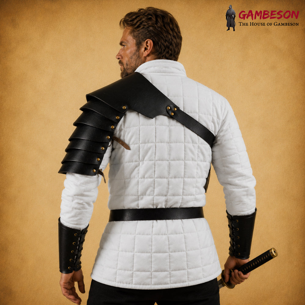 Handcrafted Gladiator Leather Shoulder Armor – Double Pauldrons for LARP, Roman Reenactment & Medieval Cosplay