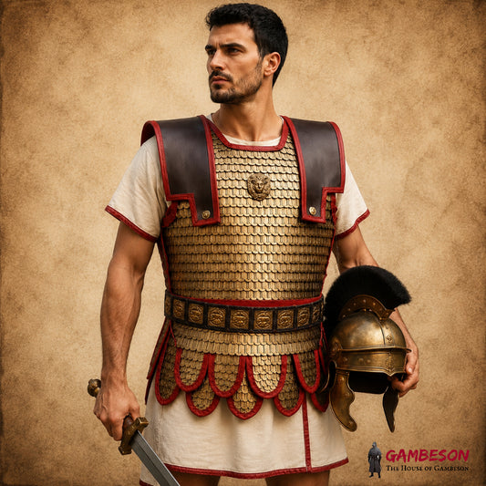 Roman Brass Scale Lorica Squamata Armor for LARP, Reenactment & Cosplay (36/26 MM)