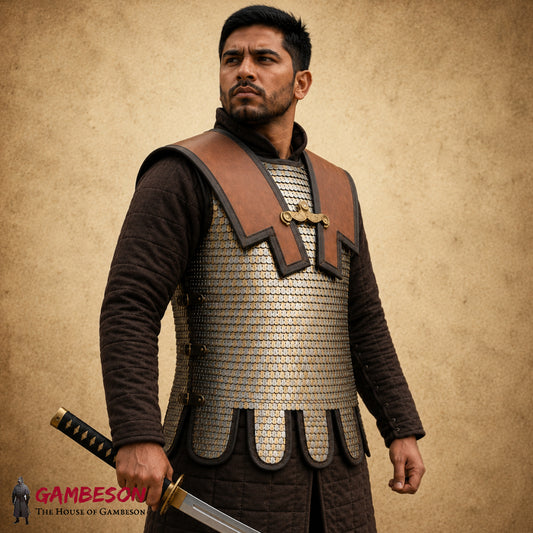 Roman Legionary Lorica Squamata Armor Replica with Brass Scales, Doubler & Pteruges