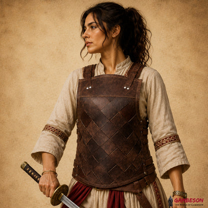 Handcrafted Mercenary Leather Armor – Brown Weave LARP & Renaissance Faire Costume