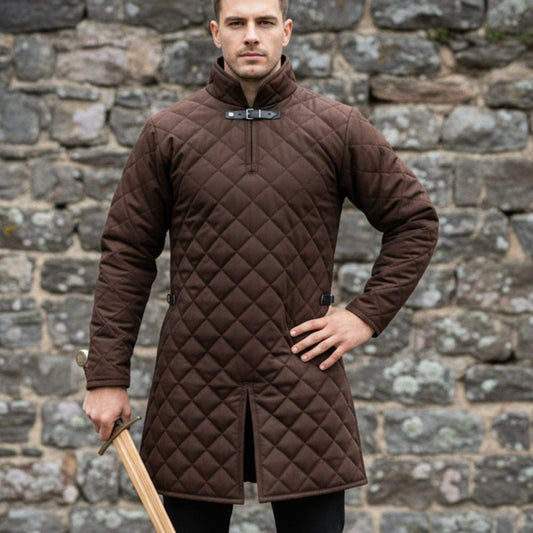 Medieval Renaissance Brown Gambeson Costume Quilted Armor