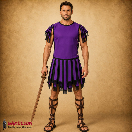 Roman Subarmalis – Purple with Black Trim Roman Soldier Costume | Ancient Gladiator Military Tunic Armor for LARP & Cosplay
