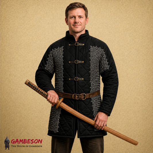Gambeson with Chainmail Voiders – 9mm Flat Riveted Mild Steel & Cotton Padded Armor | Halloween Costume