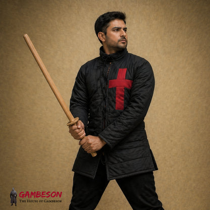 Medieval Knight Gambeson Armor – Padded Cotton Full Sleeve Quilted Costume with Lace Closure