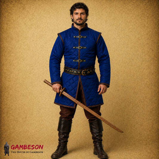 Medieval Gambeson Brown Trim – Full Sleeve Padded Armor Costume