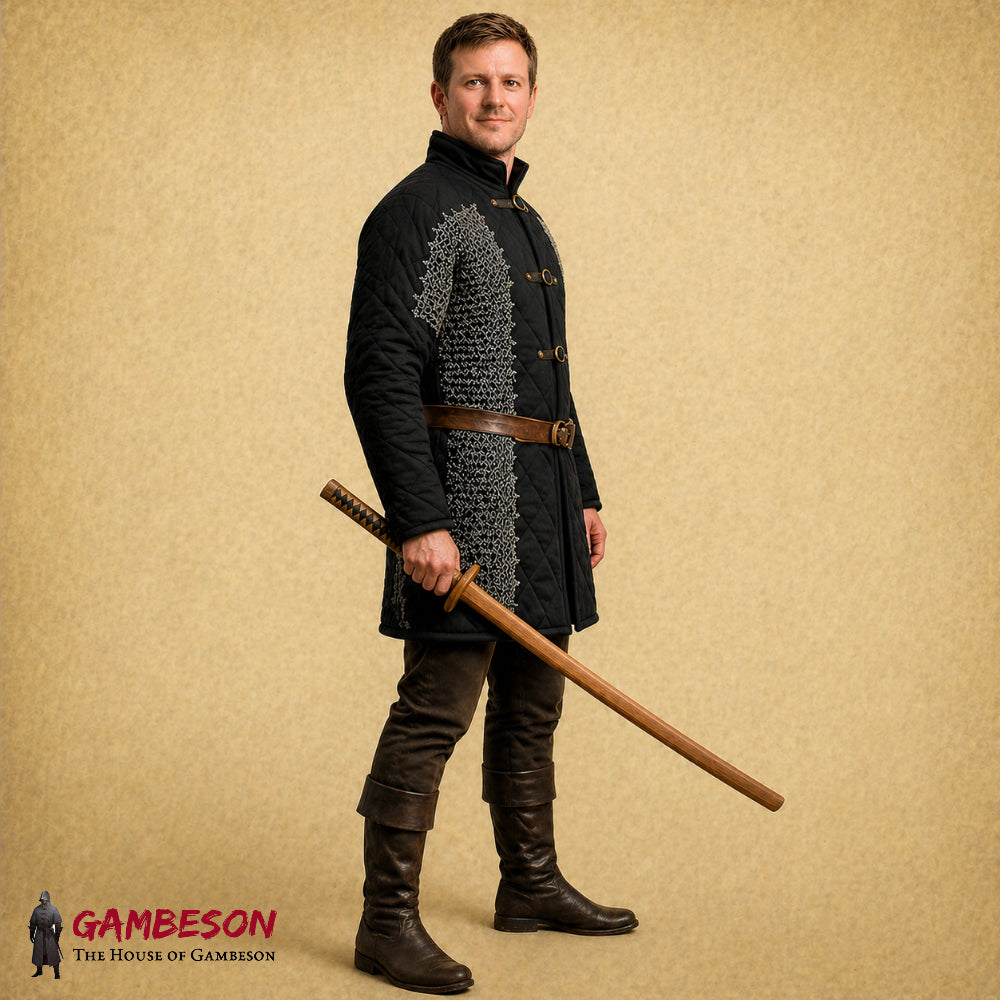 Gambeson with Chainmail Voiders – 9mm Flat Riveted Mild Steel & Cotton Padded Armor | Halloween Costume