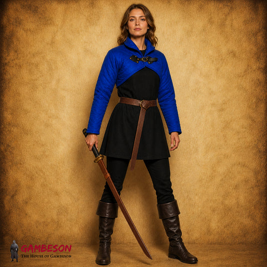 Medieval Quilted Gambeson Sleeves – Padded Cotton Arm Armor for LARP, Viking Costume & SCA Reenactment