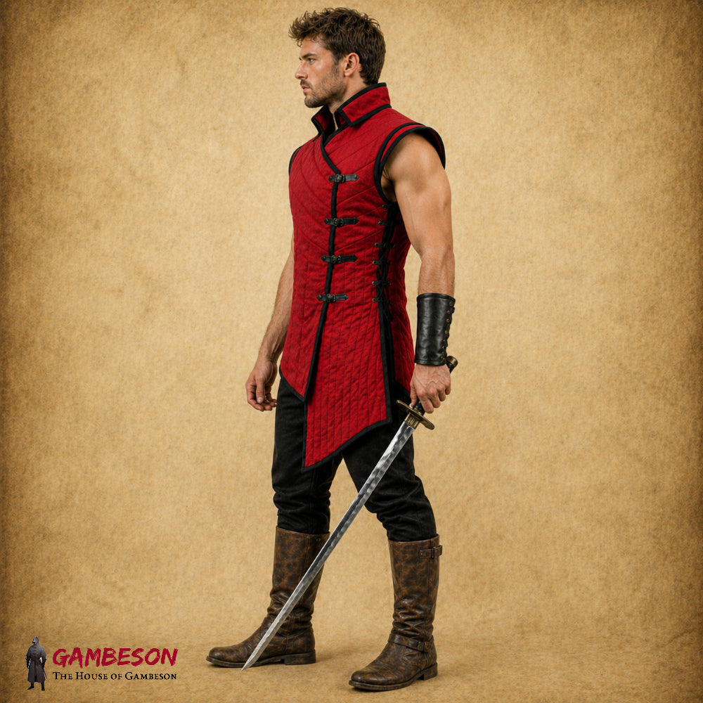 Medieval Cotton Gambeson Vest – Sleeveless Padded Armor for Reenactment & Halloween Costume