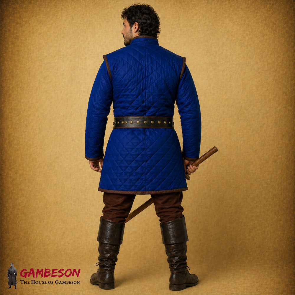 Medieval Gambeson Brown Trim – Full Sleeve Padded Armor Costume