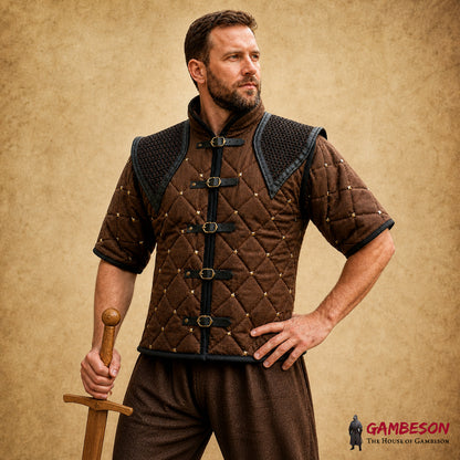 Medieval Gambeson Costume with Chainmail Shoulders – Renaissance Faire Wear