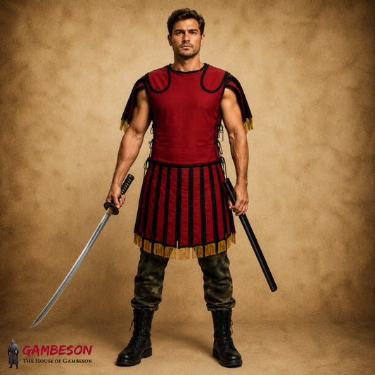 Red Roman Subarmalis Armor – SPQR Legionary Padded Costume for LARP, Cosplay & Reenactment