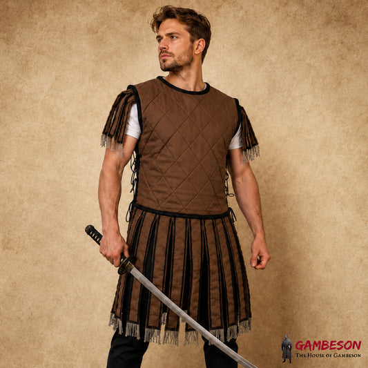 Roman Cotton Subarmalis – White with Red Trim | Roman Soldier Military Costume