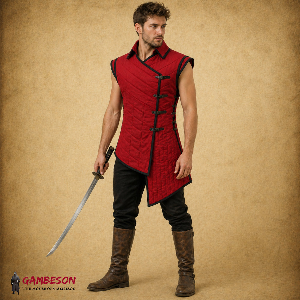 Medieval Cotton Gambeson Vest – Sleeveless Padded Armor for Reenactment & Halloween Costume