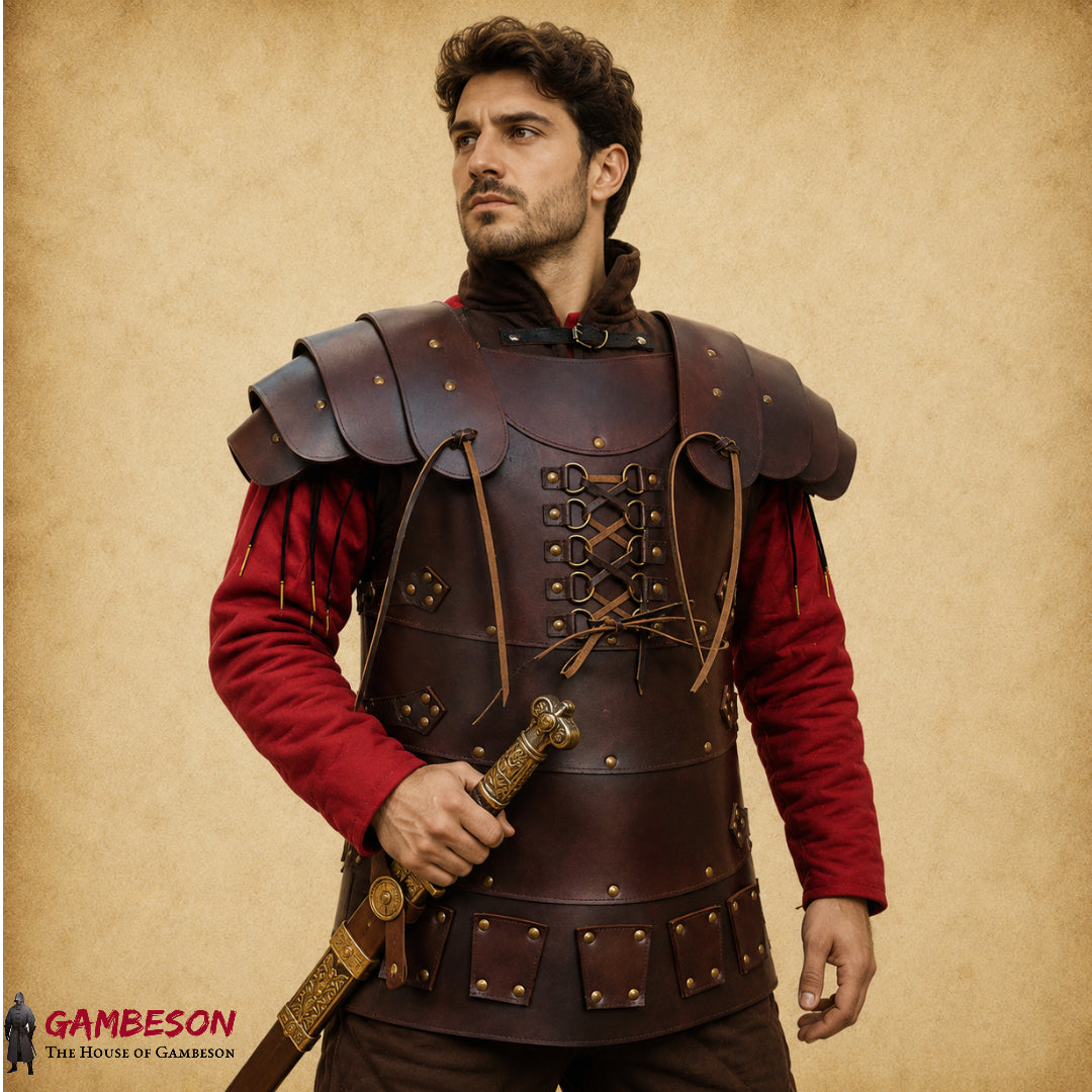 Antique Brown Leather Chest Armor – Handmade Medieval Body Armour